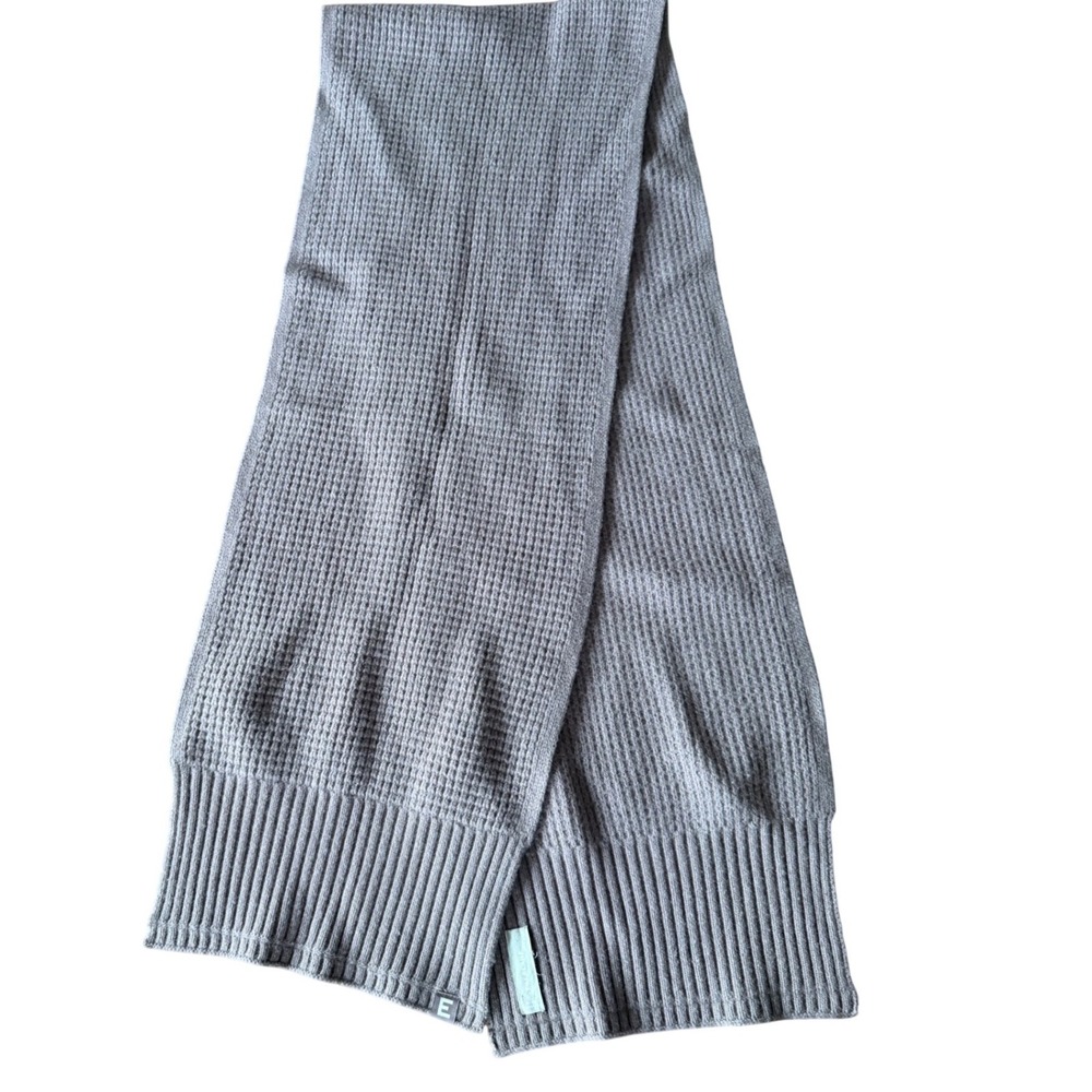 Everlane Waffle Knit Scarf Taupe Grey Brown Ribbed Trim One Size OS Accessory